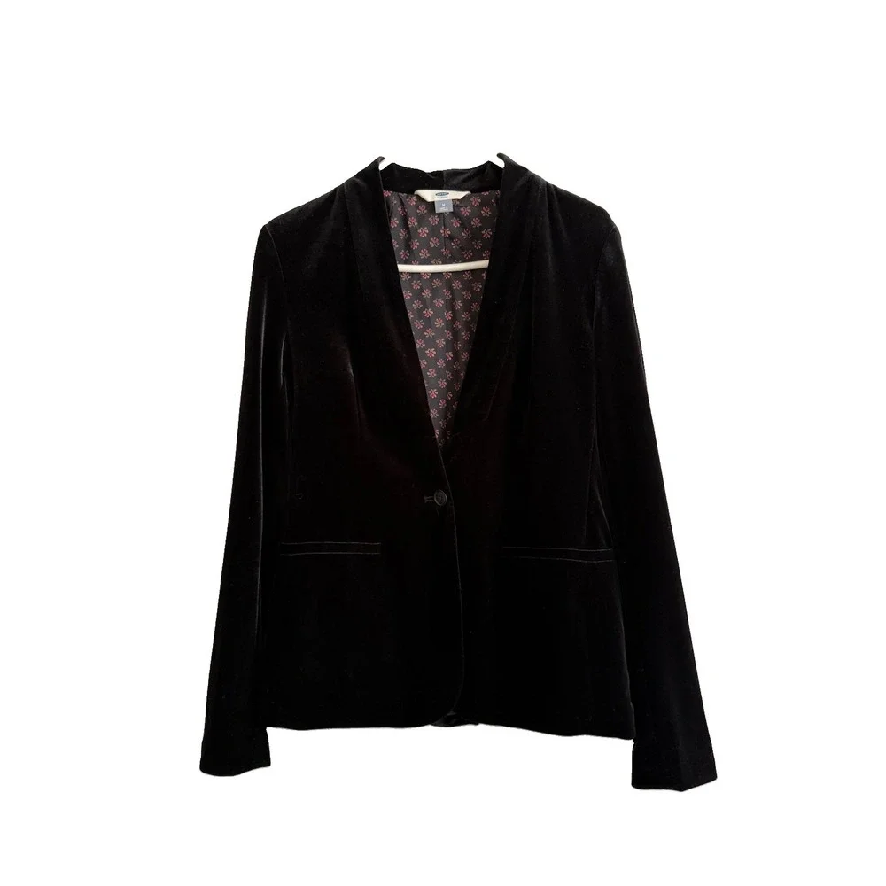 Black Velvet Blazer Women's Medium Holiday Party Gothic Whimsigoth Formal